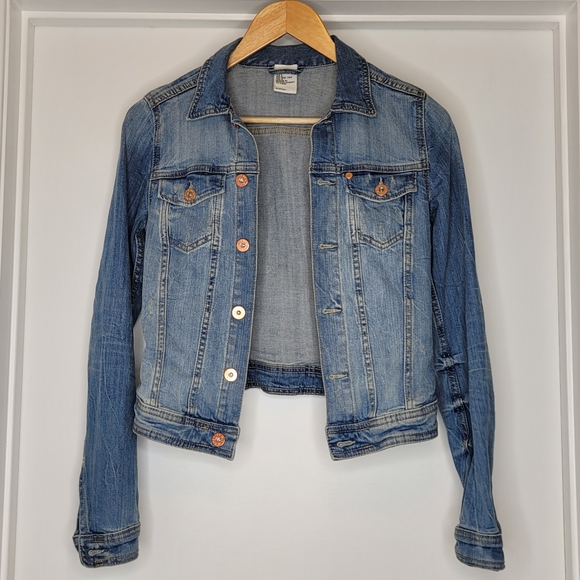 H&M Size 2 Medium Wash Jean Jacket - Picture 1 of 6